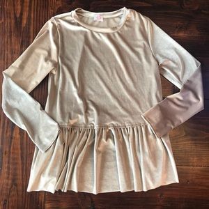 Gold velvet peplum shirt